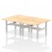 Air Back-to-Back 1200 x 800mm Height Adjustable 4 Person Office Bench Desk Maple Top with Scalloped Edge Silver Frame HA01742