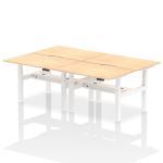 Air Back-to-Back 1200 x 800mm Height Adjustable 4 Person Bench Desk Maple Top with Scalloped Edge White Frame HA01744