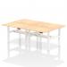 Air Back-to-Back 1200 x 800mm Height Adjustable 4 Person Office Bench Desk Maple Top with Scalloped Edge White Frame HA01744