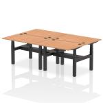 Air Back-to-Back 1200 x 800mm Height Adjustable 4 Person Bench Desk Oak Top with Cable Ports Black Frame HA01746