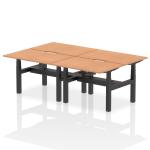 Air Back-to-Back 1200 x 800mm Height Adjustable 4 Person Bench Desk Oak Top with Scalloped Edge Black Frame HA01752