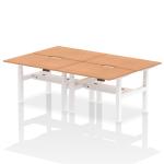 Air Back-to-Back 1200 x 800mm Height Adjustable 4 Person Bench Desk Oak Top with Scalloped Edge White Frame HA01756