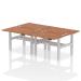Air Back-to-Back 1200 x 800mm Height Adjustable 4 Person Bench Desk Walnut Top with Cable Ports Silver Frame HA01760