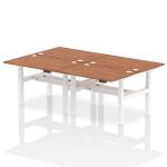 Air Back-to-Back 1200 x 800mm Height Adjustable 4 Person Bench Desk Walnut Top with Cable Ports White Frame HA01762