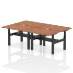 Air Back-to-Back 1200 x 800mm Height Adjustable 4 Person Bench Desk Walnut Top with Scalloped Edge Black Frame HA01764