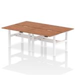 Air Back-to-Back 1200 x 800mm Height Adjustable 4 Person Bench Desk Walnut Top with Scalloped Edge White Frame HA01768