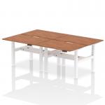 Air Back-to-Back 1200 x 800mm Height Adjustable 4 Person Office Bench Desk Walnut Top with Scalloped Edge White Frame HA01768