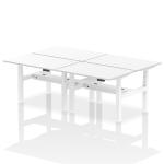 Air Back-to-Back 1200 x 800mm Height Adjustable 4 Person Bench Desk White Top with Cable Ports White Frame HA01774