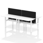 Air Back-to-Back 1200 x 800mm Height Adjustable 4 Person Bench Desk White Top with Cable Ports White Frame with Black Straight Screen HA01775