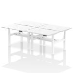 Air Back-to-Back 1200 x 800mm Height Adjustable 4 Person Bench Desk White Top with Scalloped Edge White Frame HA01780