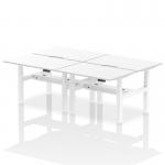 Air Back-to-Back 1200 x 800mm Height Adjustable 4 Person Office Bench Desk White Top with Scalloped Edge White Frame HA01780