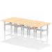 Air Back-to-Back 1200 x 800mm Height Adjustable 6 Person Bench Desk Maple Top with Cable Ports Silver Frame HA01808
