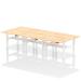 Air Back-to-Back 1200 x 800mm Height Adjustable 6 Person Bench Desk Maple Top with Cable Ports White Frame HA01810