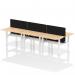 Air Back-to-Back 1200 x 800mm Height Adjustable 6 Person Office Bench Desk Maple Top with Cable Ports White Frame with Black Straight Screen HA01811