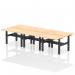 Air Back-to-Back 1200 x 800mm Height Adjustable 6 Person Office Bench Desk Maple Top with Scalloped Edge Black Frame HA01812