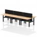 Air Back-to-Back 1200 x 800mm Height Adjustable 6 Person Office Bench Desk Maple Top with Scalloped Edge Black Frame with Black Straight Screen HA01813