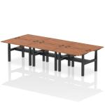 Air Back-to-Back 1200 x 800mm Height Adjustable 6 Person Bench Desk Walnut Top with Cable Ports Black Frame HA01830