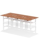 Air Back-to-Back 1200 x 800mm Height Adjustable 6 Person Bench Desk Walnut Top with Cable Ports White Frame HA01834