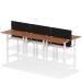 Air Back-to-Back 1200 x 800mm Height Adjustable 6 Person Bench Desk Walnut Top with Cable Ports White Frame with Black Straight Screen HA01835
