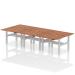 Air Back-to-Back 1200 x 800mm Height Adjustable 6 Person Bench Desk Walnut Top with Scalloped Edge Silver Frame HA01838