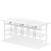 Air Back-to-Back 1200 x 800mm Height Adjustable 6 Person Bench Desk White Top with Cable Ports White Frame HA01846