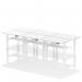 Air Back-to-Back 1200 x 800mm Height Adjustable 6 Person Office Bench Desk White Top with Cable Ports White Frame HA01846