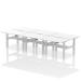 Air Back-to-Back 1200 x 800mm Height Adjustable 6 Person Bench Desk White Top with Scalloped Edge Silver Frame HA01850