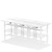 Air Back-to-Back 1200 x 800mm Height Adjustable 6 Person Bench Desk White Top with Scalloped Edge White Frame HA01852