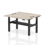 Air Back-to-Back 1400 x 600mm Height Adjustable 2 Person Bench Desk Grey Oak Top with Cable Ports Black Frame HA01860