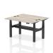 Air Back-to-Back 1400 x 600mm Height Adjustable 2 Person Bench Desk Grey Oak Top with Cable Ports Black Frame HA01860
