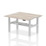 Air Back-to-Back 1400 x 600mm Height Adjustable 2 Person Bench Desk Grey Oak Top with Cable Ports Silver Frame HA01862