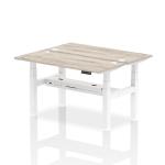 Air Back-to-Back 1400 x 600mm Height Adjustable 2 Person Bench Desk Grey Oak Top with Cable Ports White Frame HA01864