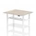 Air Back-to-Back 1400 x 600mm Height Adjustable 2 Person Bench Desk Grey Oak Top with Cable Ports White Frame HA01864