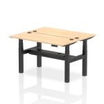 Air Back-to-Back 1400 x 600mm Height Adjustable 2 Person Bench Desk Maple Top with Cable Ports Black Frame HA01866