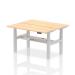 Air Back-to-Back 1400 x 600mm Height Adjustable 2 Person Bench Desk Maple Top with Cable Ports Silver Frame HA01868