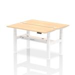 Air Back-to-Back 1400 x 600mm Height Adjustable 2 Person Bench Desk Maple Top with Cable Ports White Frame HA01870
