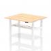 Air Back-to-Back 1400 x 600mm Height Adjustable 2 Person Office Bench Desk Maple Top with Cable Ports White Frame HA01870