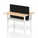 Air Back-to-Back 1400 x 600mm Height Adjustable 2 Person Office Bench Desk Maple Top with Cable Ports White Frame with Black Straight Screen HA01871