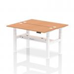 Air Back-to-Back 1400 x 600mm Height Adjustable 2 Person Office Bench Desk Oak Top with Cable Ports White Frame HA01876