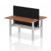 Air Back-to-Back 1400 x 600mm Height Adjustable 2 Person Office Bench Desk Walnut Top with Cable Ports Silver Frame with Black Straight Screen HA01881