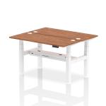 Air Back-to-Back 1400 x 600mm Height Adjustable 2 Person Bench Desk Walnut Top with Cable Ports White Frame HA01882
