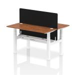 Air Back-to-Back 1400 x 600mm Height Adjustable 2 Person Bench Desk Walnut Top with Cable Ports White Frame with Black Straight Screen HA01883