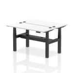 Air Back-to-Back 1400 x 600mm Height Adjustable 2 Person Bench Desk White Top with Cable Ports Black Frame HA01884