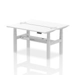 Air Back-to-Back 1400 x 600mm Height Adjustable 2 Person Bench Desk White Top with Cable Ports Silver Frame HA01886