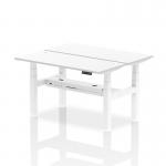 Air Back-to-Back 1400 x 600mm Height Adjustable 2 Person Office Bench Desk White Top with Cable Ports White Frame HA01888