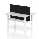 Air Back-to-Back 1400 x 600mm Height Adjustable 2 Person Office Bench Desk White Top with Cable Ports White Frame with Black Straight Screen HA01889