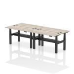 Air Back-to-Back 1400 x 600mm Height Adjustable 4 Person Bench Desk Grey Oak Top with Cable Ports Black Frame HA01896