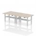 Air Back-to-Back 1400 x 600mm Height Adjustable 4 Person Bench Desk Grey Oak Top with Cable Ports Silver Frame HA01898