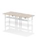 Air Back-to-Back 1400 x 600mm Height Adjustable 4 Person Bench Desk Grey Oak Top with Cable Ports White Frame HA01900