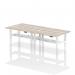 Air Back-to-Back 1400 x 600mm Height Adjustable 4 Person Bench Desk Grey Oak Top with Cable Ports White Frame HA01900